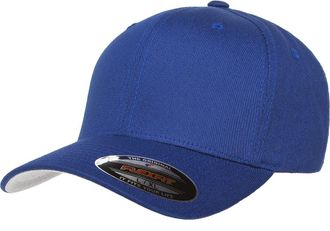 Flexfit Mens Blank V- Cotton Twill Fitted Hat Small/Medium Royal