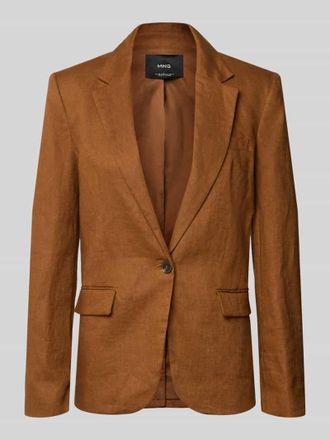 Mango Slim Fit Blazer aus Leinen mit Pattentaschen Modell BORELI in Camel, Gr&ouml;&szlig;e 34
