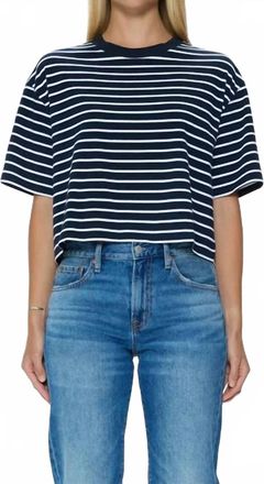 Pistola Denim Mae Cropped Tee In Navy White Stripe