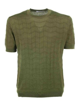 Paolo Pecora Green T-Shirt In Cotton And Silk