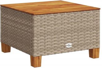 vidaXL Mesa de jardín ratán sintético madera acacia beige 55x55x36 cm Vidaxl
