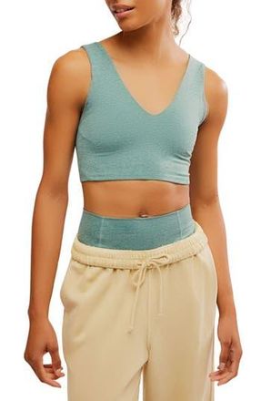 Free People FP Movement Never Better Heather Crop Top in Midnight Jade Heathe at Nordstrom Rack, Size X-Small