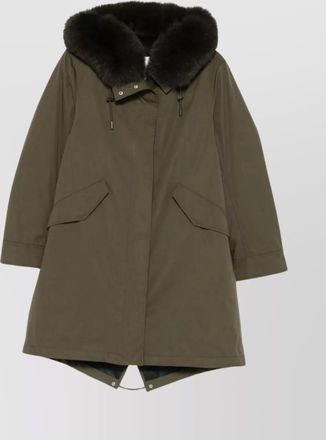 Yves Salomon fur hood long parka coat