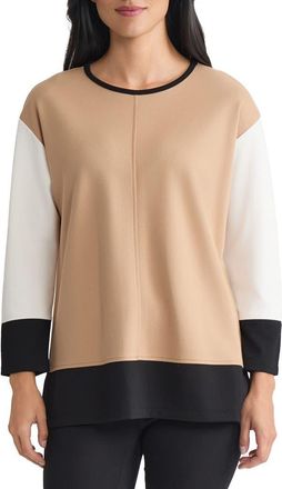 Jones New York Colorblock Tunic in Caf Au Lait Multi at Nordstrom, Size X-Small