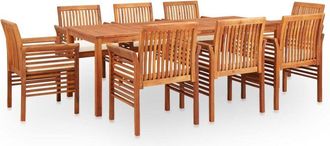 vidaXL Set Comedor De Jard&iacute;n 9 Pzas Y Cojines Madera Maciza De Acacia Vidaxl