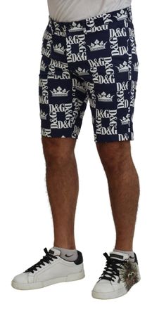 Dolce & Gabbana Mens Blue Logo Print Cotton Chinos Shorts