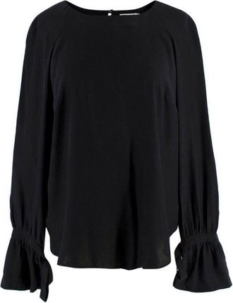 Frame Denim Black Silk Voluminous Cuff Blouse Size S