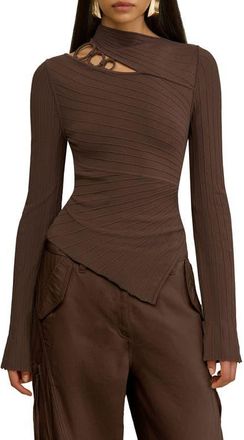 Cult Gaia Tayla Cutout Long Sleeve Shirt in Luwak at Nordstrom, Size X-Small