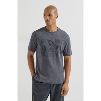 Brunello Cucinelli Jersey T-shirt in Anthracite at Nordstrom, Size Xxx-Large Eu