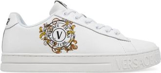 Versace Jeans Couture Baroque Emblem White Leather Sneakers - Dames - Sneakers - Wit - 41 EU - Leer - Schoenen