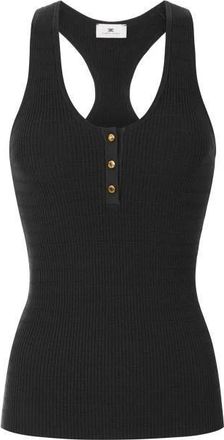 Elisabetta Franchi Micro-braided Knit Top - Dames - Tops zonder mouwen - Zwart - S - Tops