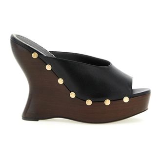 Magda Butrym Wedges, female, Black, Size: 9 US Studded Leather Wedge Mules