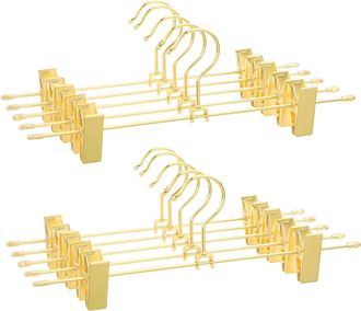 OEM Juego De 10 Perchas Met&aacute;licas Para Pantalones, De 30 Cm De Largo, Con 2 Pinzas Antideslizantes Para Faldas Y Ropa Interior, Ahorran Espacio, Son Inoxi
