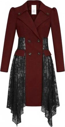 Chic Star Womens Lace Trench Jacket In Red