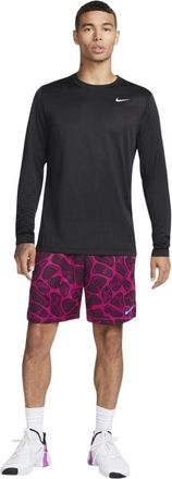 Nike Heren Legend T-shirt met lange mouwen, normale pasvorm (Zwart/Zilver)