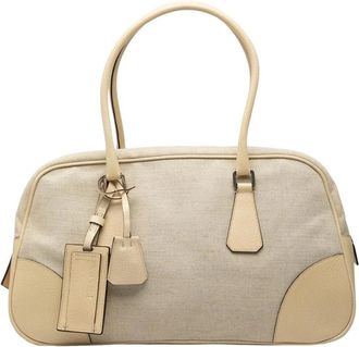 Prada Pre-owned Handbags, female, Beige, Size: ONE SIZE Pre-owned Structured Handle Bag