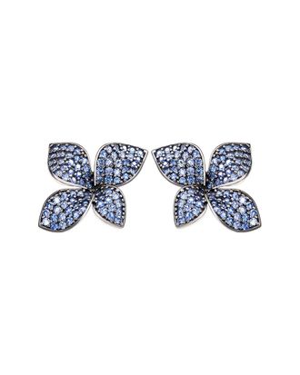 Suzy Levian Silver 0.02 Ct. Tw. Diamond & Sapphire Studs