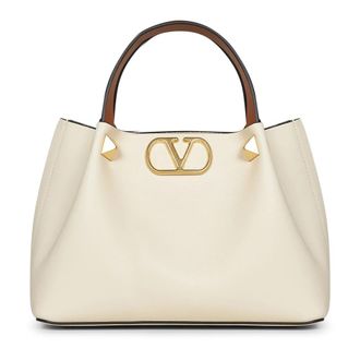 Valentino Garavani VLogo Signature Handtas - Dames - Handtassen - Beige - ONE Size - Leer - Tassen