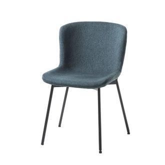 Oresteluchetta Juego 4 sillas azul laguna, estructura negro mate 80x50x60 cm salón