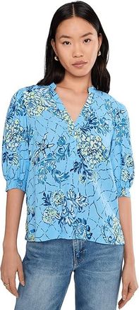 Lilly Pulitzer Mialeigh Elbow Sleeve Linen Top Womens Clothing Bellevue Blue Breakers Beach : 10