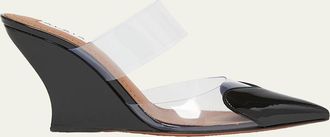 Alaia 90mm Coeur Heart Clear Wedge Mules