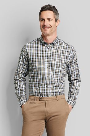 Bugatti Langarmhemd BUGATTI Modern Fit, Herren, Gr. 4XL, Normalgr&ouml;ssen, braun, 100% Baumwolle, kariert, normal, eckige 2-Knopf-Manschette, Hemden Langarmhemd,