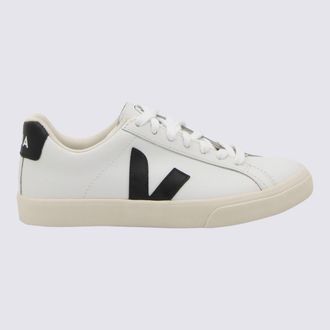 Veja White And Black Leather Esplar Sneakers