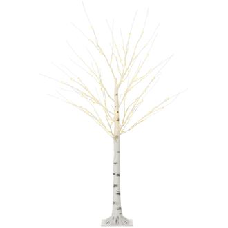 OEM &Aacute;rbol De Abedul Altura 150 Cm Con 96 Luces Led Ip44 Blanco C&aacute;lido Decoraci&oacute;n Para Interiores 22x22x150 Cm Blanco