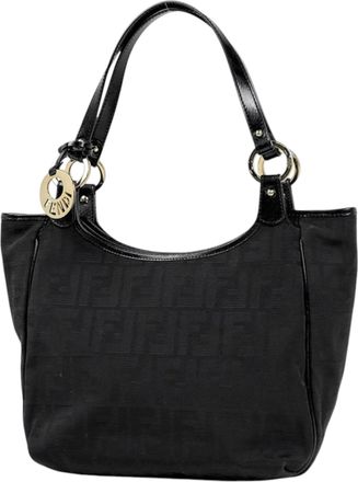 Fendi Black Leather Handbag Tote Bag (Pre-Owned)