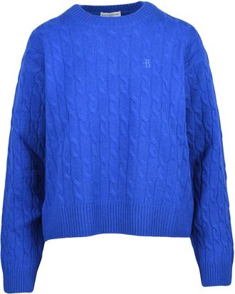 Ballantyne Intricate Cable Knit Crewneck Sweater Crafted from 100% Wool
