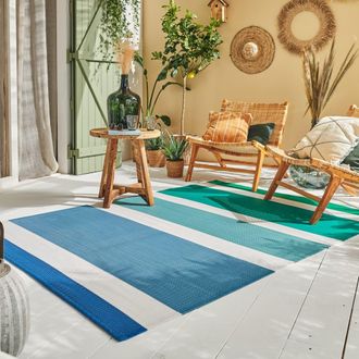 Nazar Rugs Alfombra exterior reversible dise&ntilde;o de l&iacute;neas - verde - 120x160 cm