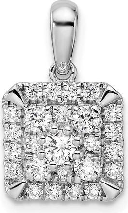 Diamond2Deal 14K White Gold Lab Grown Diamond Square Pendant (0.5ct, VS, G-H)