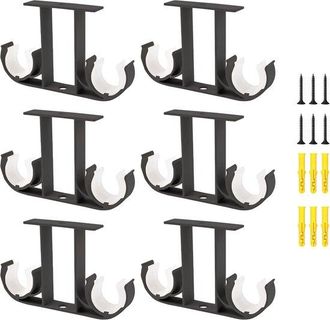 OEM Soportes Para Barras De Cortina - Juego De 6 Piezas - Aluminio - Negro - Para Barras De Cortina De 23 A 26 Mm