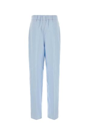 Agnona Womens Pastel Light-Blue Linen Pant Lightbluecloud Exterior: Pantaloni Trousers
