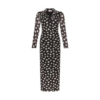 Liu Jo Polka Dot Lange Jersey Jurk - Dames - Casual kleedjes - Zwart - XS - Polyester - Kleedjes