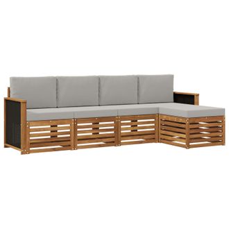 vidaXL Conjunto De Sof&aacute;s De Exterior 5 Pcs Natural Y Gris Claro Vidaxl