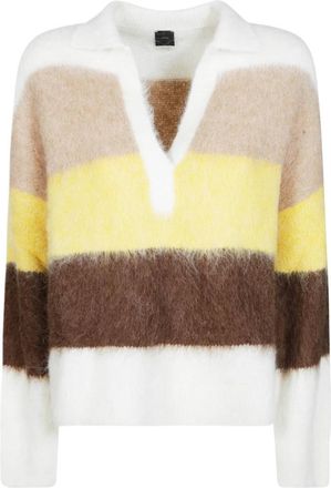 Pinko Strillo Polo Warm Stripe - Dames - V-hals truien - Veelkleurig - S - Truien & Vesten