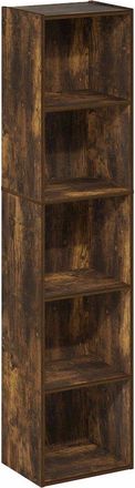 Furinno Pasir 5-Tier Open Shelf Bookcase, Amber Pine