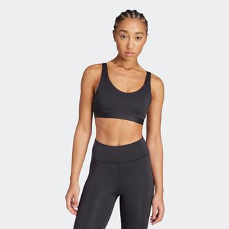 adidas Sport-BH ADIDAS PERFORMANCE ALL ME ESS MS, Damen, Gr. XL, N-Gr, schwarz, Obermaterial: 85% Polyester, 15% Elasthan, BHs Sport-BH