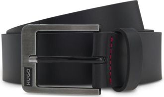 HUGO BOSS Italian-leather belt with brushed logo buckle