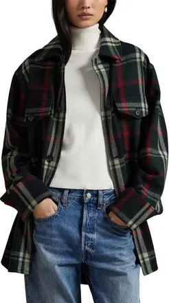 Polo Ralph Lauren Oversize Plaid Wool Blend Twill Shirt Jacket in Green/Blue/Red Multi at Nordstrom, Size Xx-Large