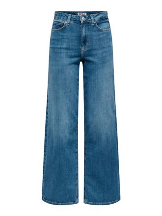 Only High-waist-Jeans ONLY ONLMADISON BLUSH HW WIDE DNM CRO665, Damen, Gr. XS, L&auml;nge 34, light medium blau denim, Denim/Jeans, Obermaterial: 82% Baumwolle,