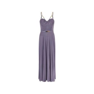 Elisabetta Franchi Gowns, female, Purple, Size: L Metallic Pleated Skirt Belt