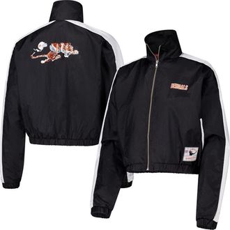 Mitchell & Ness Womens Mitchell & Ness Black Cincinnati Bengals Nylon Cropped Full-Zip Jacket at Nordstrom, Size Xx-Large