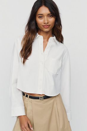 Maeve Merritt Cotton Stretch Cropped Buttondown Shirt