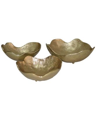 Sagebrook Home Set Of 3 Organic Metal Bowls