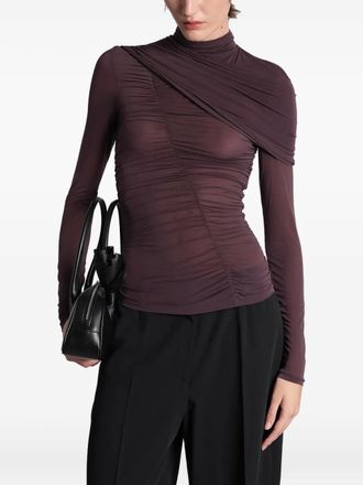 Magda Butrym ruched cape-effect top - women - Cupro/Elastane - 36 - Red
