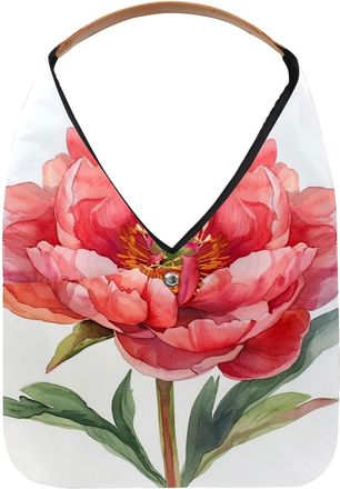 Generic Watercolor peony flower (4) Reusable Lightweight Grocery Bags - Foldable Into Compact Pouch, Washable & Sturdy, Multipurpose for Shopping and Travel