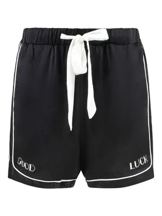 Mr. Saturday piped-trim silk shorts - Black