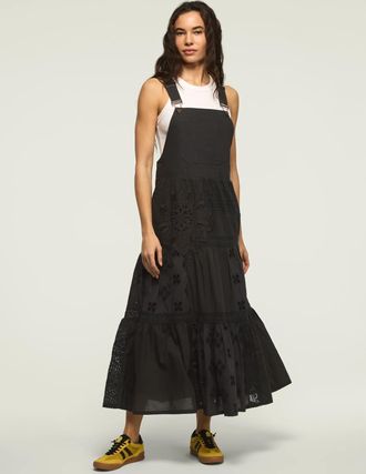 Lucky Brand Womens Cutwork Overall Maxi Dress